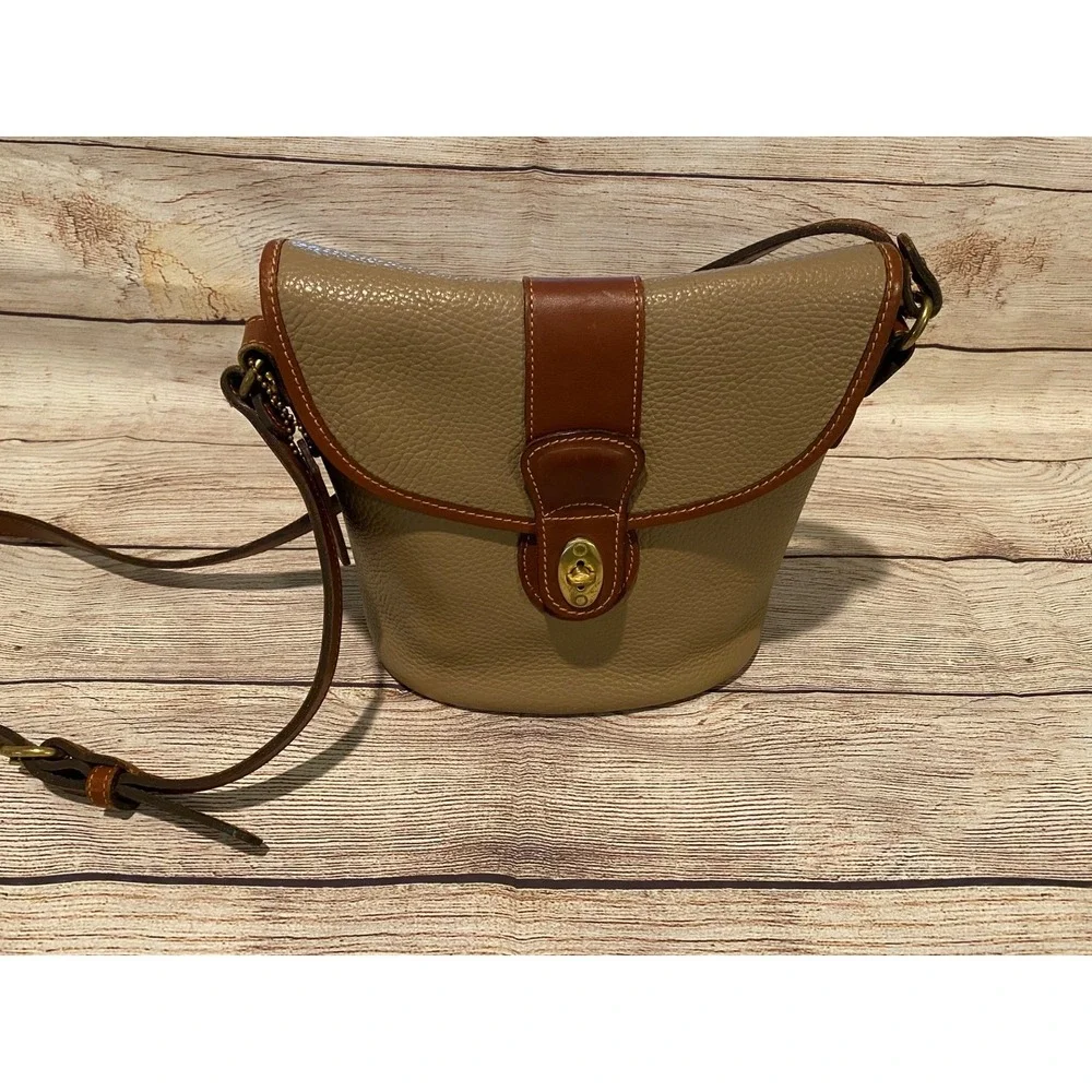 Coach Sheridan Stewart Bag Taupe‎ Brown Leather Crossbody Vintage Pre 1994
